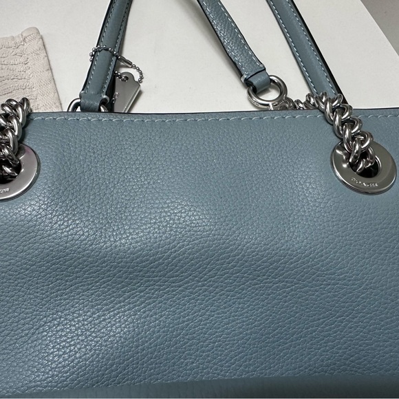 Coach Blue Leather Tote Bag - Picture 9 of 11